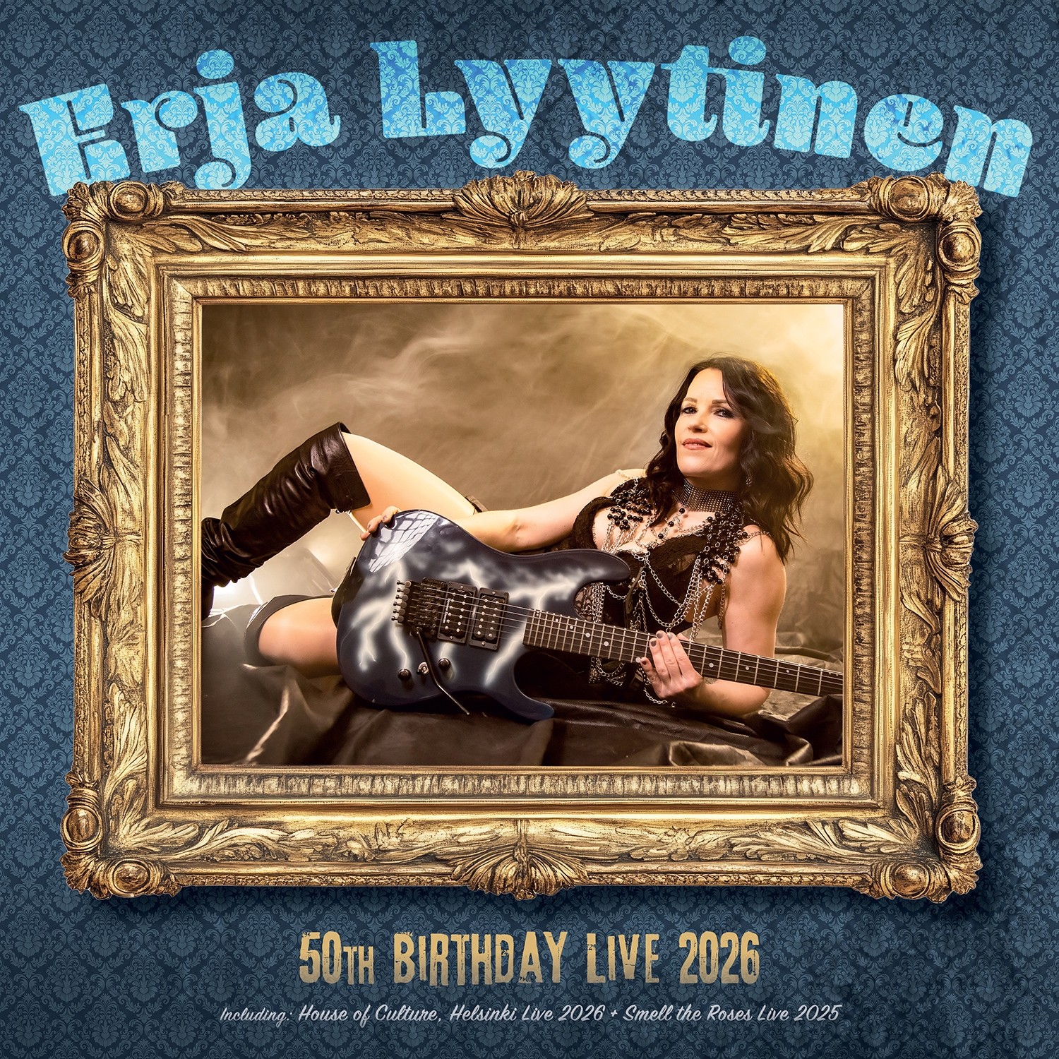 Erja Lyytinen performing live at her 50th birthday concert in Helsinki in 2026