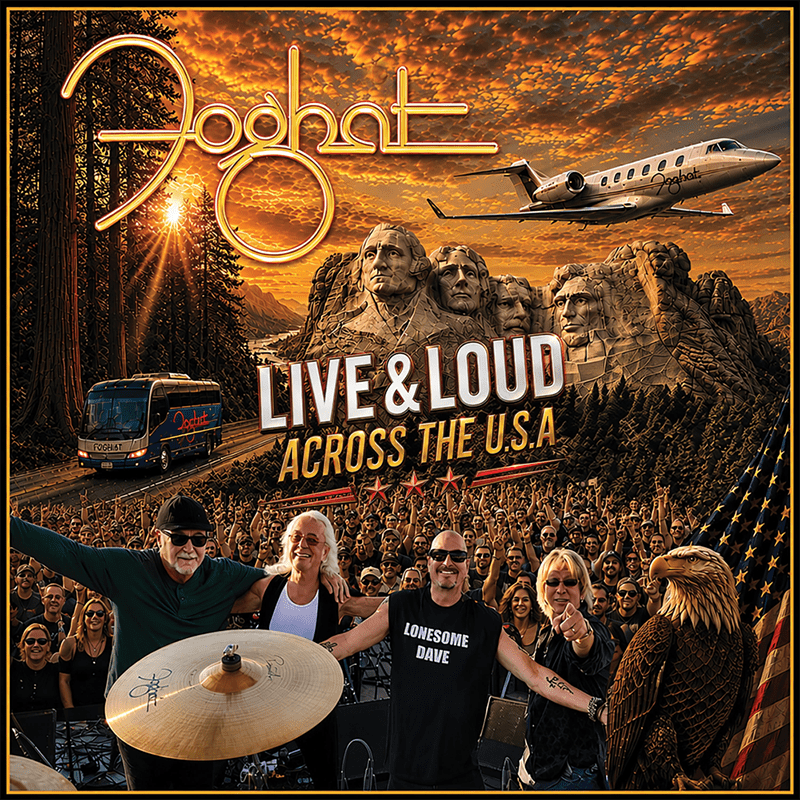 Cover artwork of Foghat’s double album Live & Loud Across the U.S.A.