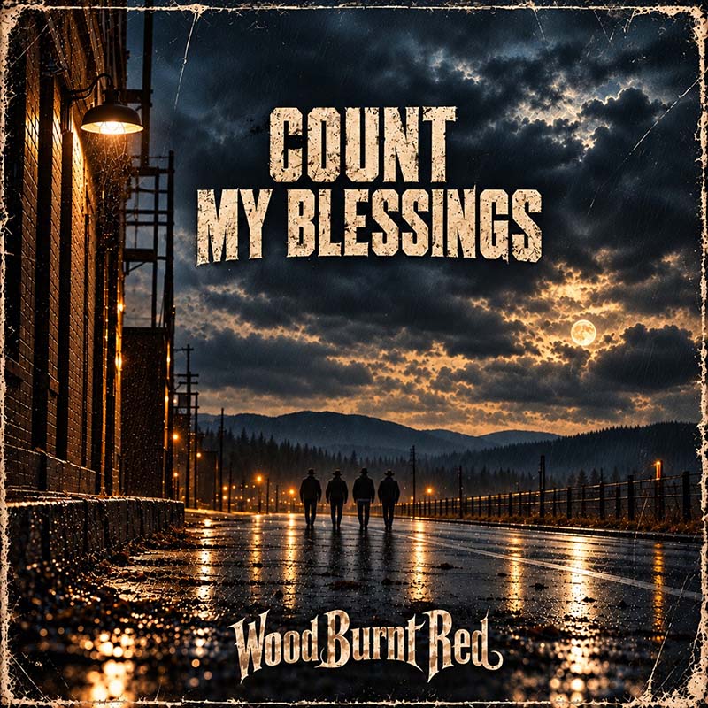 Official single artwork for Count My Blessings (Radio Edit) by British Southern rock band Wood Burnt Red.
